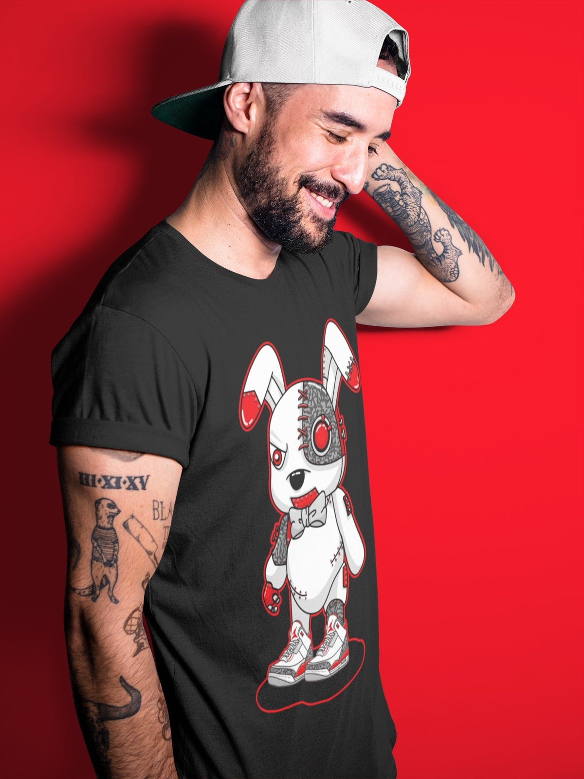Jordan 3 Fire Red Sneaker Matching T-Shirt Cyborg Bunny Sneaker Tees Jordan 3 Fire Red Sneaker Release Tees Crew Neck Tees
