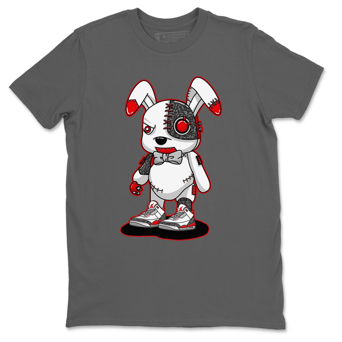 Jordan 3 Fire Red Sneaker Matching T-Shirt Cyborg Bunny Sneaker Tees Jordan 3 Fire Red Sneaker Release Tees Crew Neck Tees