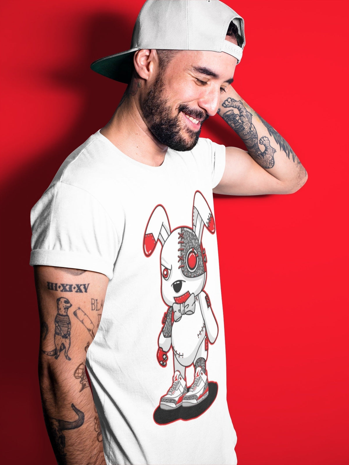 Jordan 3 Fire Red Sneaker Matching T-Shirt Cyborg Bunny Sneaker Tees Jordan 3 Fire Red Sneaker Release Tees Crew Neck Tees
