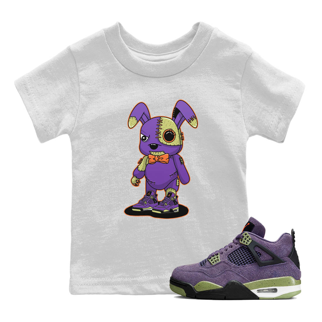 Jordan 4 Canyon Purple Sneaker Matching T-Shirt Cyborg Bunny Sneaker Tees Jordan 4 Canyon Purple Sneaker Release Tees Kids Shirts