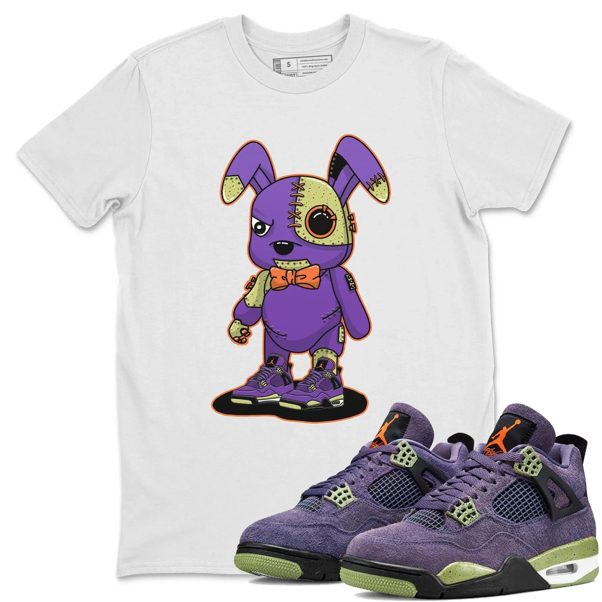Jordan 4 Canyon Purple Sneaker Matching T-Shirt Cyborg Bunny Sneaker Tees Jordan 4 Canyon Purple Sneaker Release Tees Crew Neck Tees