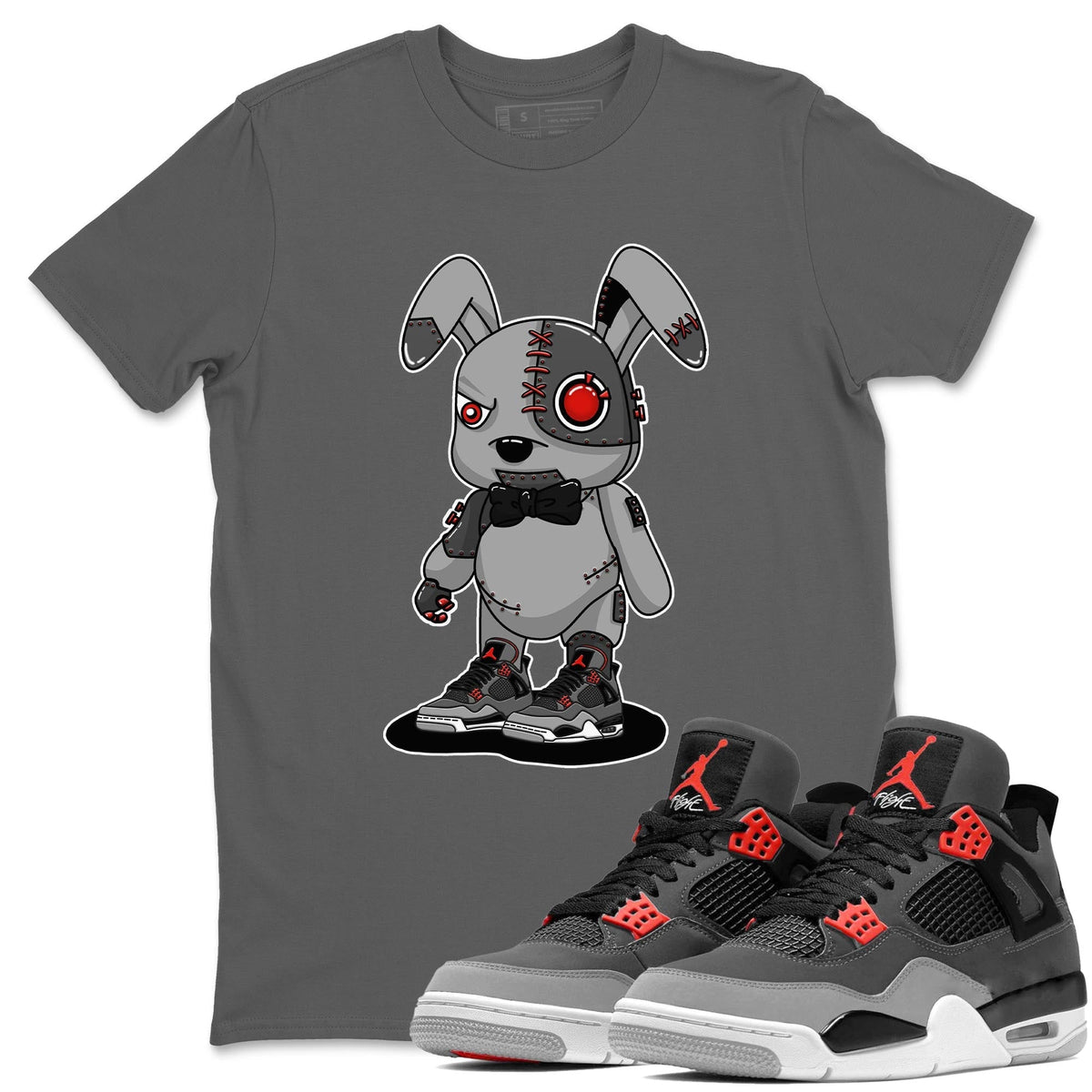 Jordan 4 Infrared Sneaker Matching T-Shirt Cyborg Bunny Sneaker Tees Jordan 4 Infrared Sneaker Release Tees Crew Neck Tees