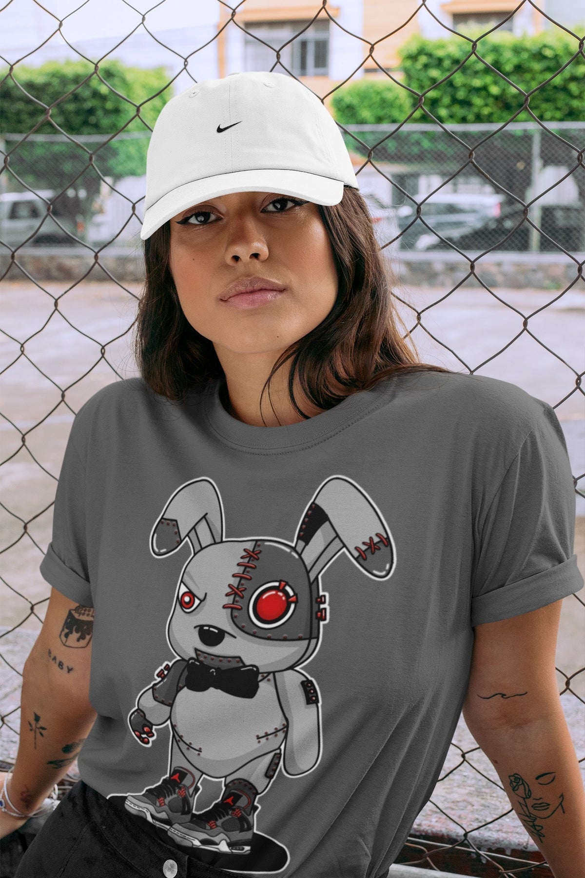 Jordan 4 Infrared Sneaker Matching T-Shirt Cyborg Bunny Sneaker Tees Jordan 4 Infrared Sneaker Release Tees Crew Neck Tees