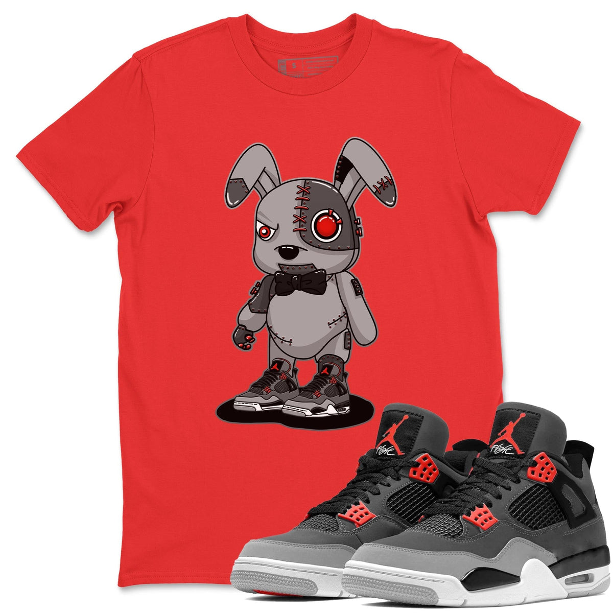 Jordan 4 Infrared Sneaker Matching T-Shirt Cyborg Bunny Sneaker Tees Jordan 4 Infrared Sneaker Release Tees Crew Neck Tees