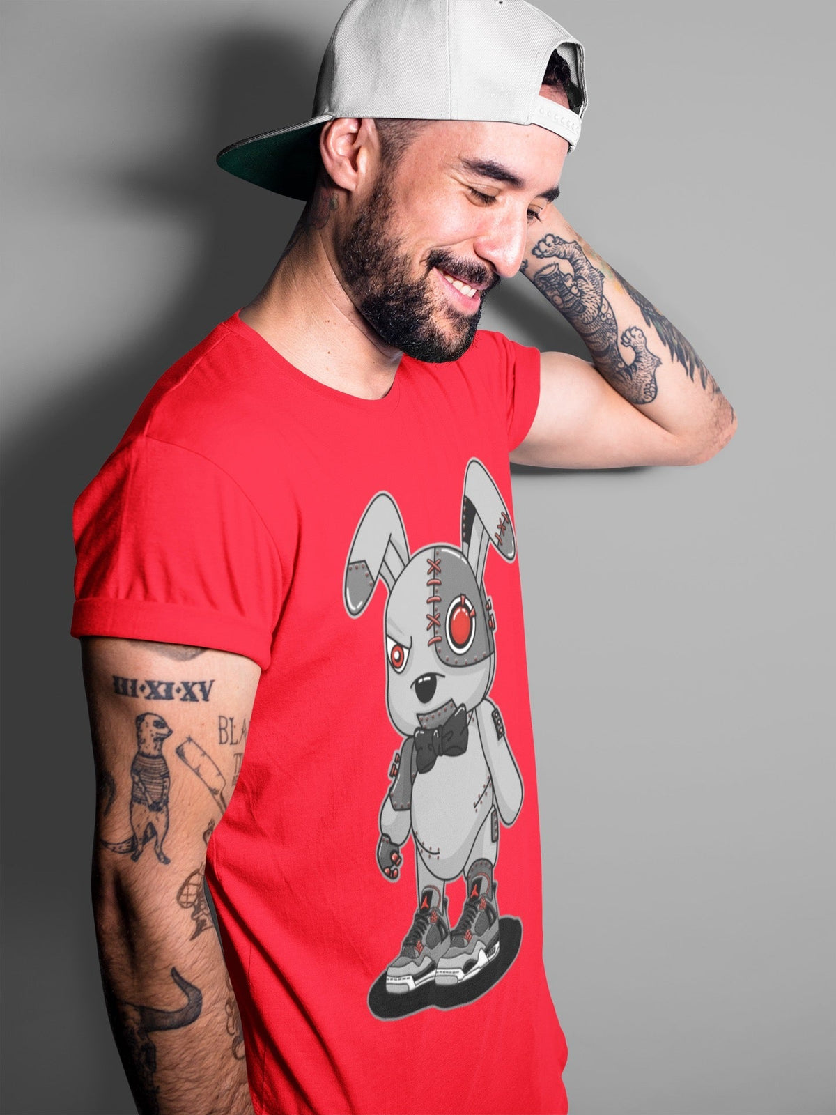 Jordan 4 Infrared Sneaker Matching T-Shirt Cyborg Bunny Sneaker Tees Jordan 4 Infrared Sneaker Release Tees Crew Neck Tees