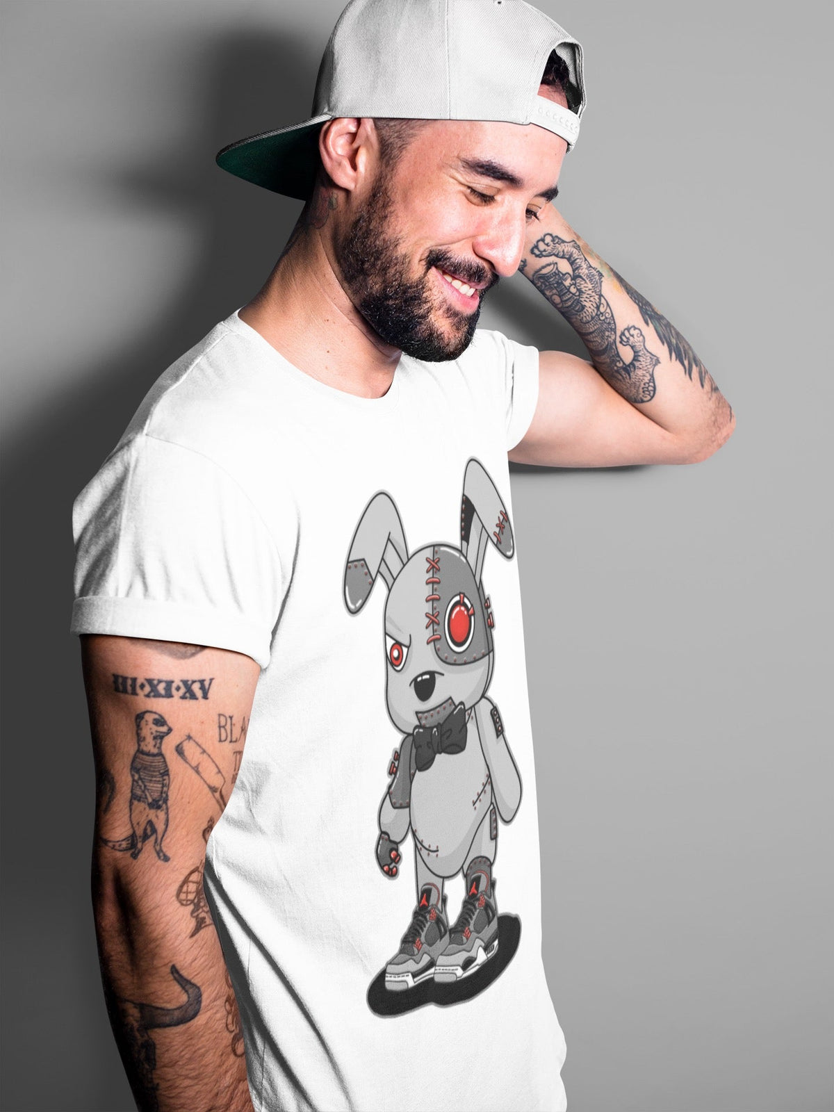 Jordan 4 Infrared Sneaker Matching T-Shirt Cyborg Bunny Sneaker Tees Jordan 4 Infrared Sneaker Release Tees Crew Neck Tees