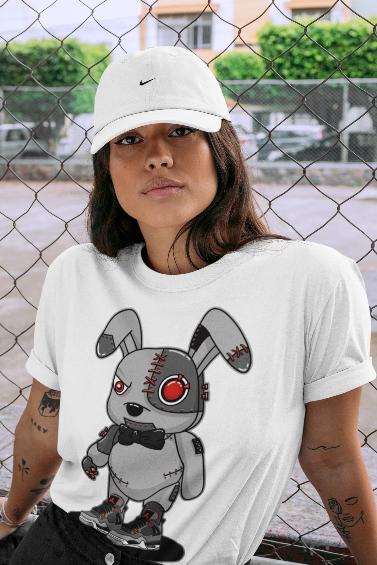 Jordan 4 Infrared Sneaker Matching T-Shirt Cyborg Bunny Sneaker Tees Jordan 4 Infrared Sneaker Release Tees Crew Neck Tees