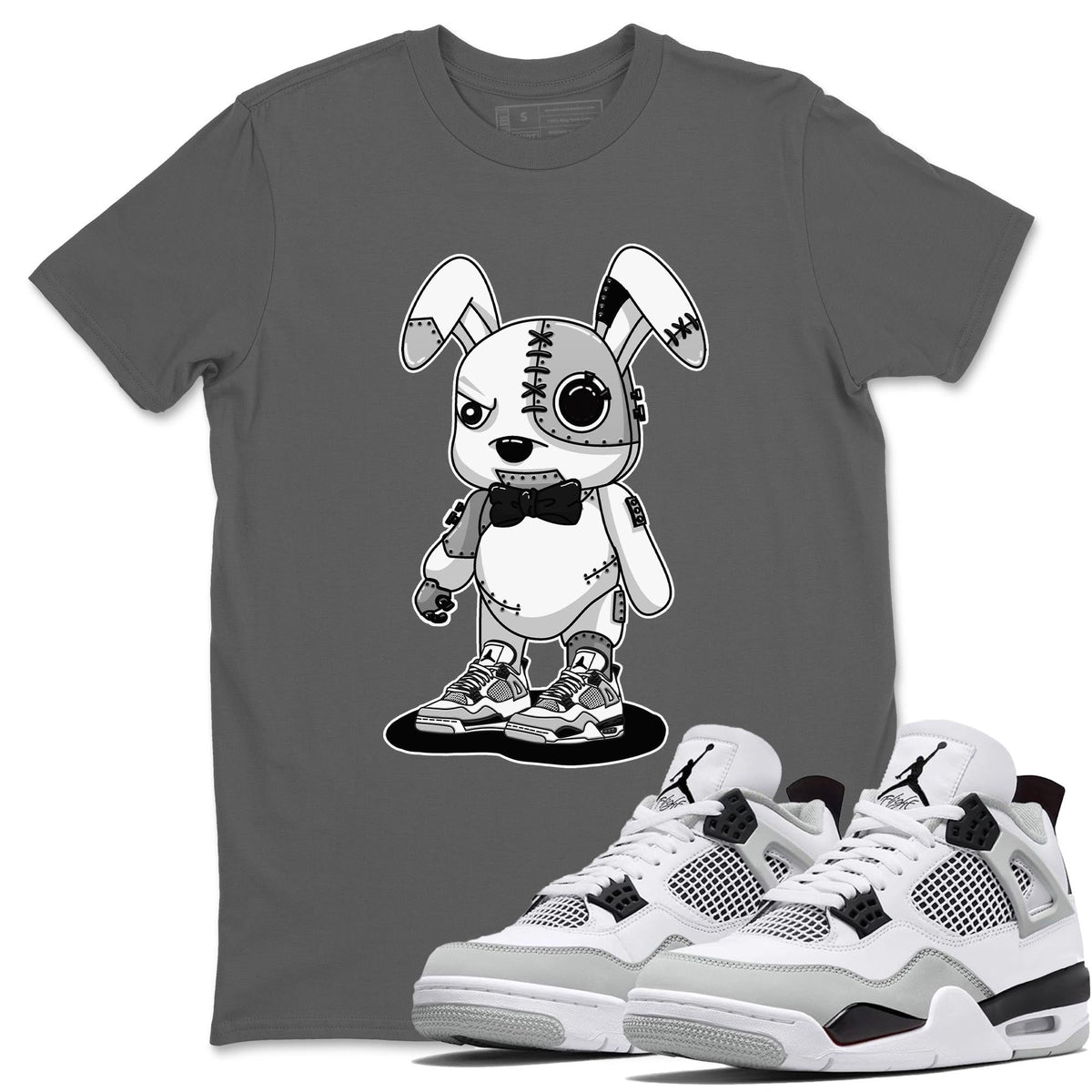 Jordan 4 Military Black Sneaker Matching T-Shirt Cyborg Bunny Sneaker Tees Jordan 4 Military Black Sneaker Release Tees Crew Neck Tees