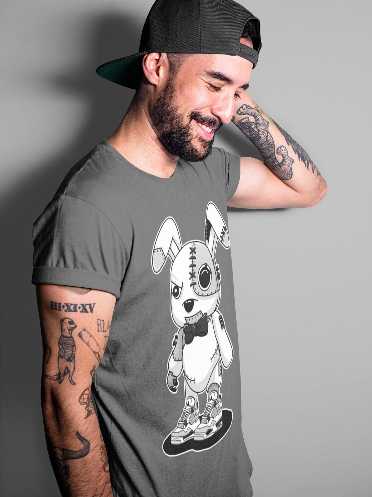 Jordan 4 Military Black Sneaker Matching T-Shirt Cyborg Bunny Sneaker Tees Jordan 4 Military Black Sneaker Release Tees Crew Neck Tees
