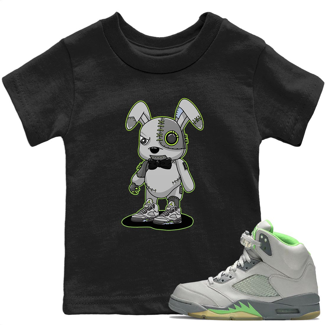 Jordan 5 Green Bean Sneaker Matching T-Shirt Cyborg Bunny Sneaker Tees Jordan 5 Green Bean Sneaker Release Tees Kids Shirts