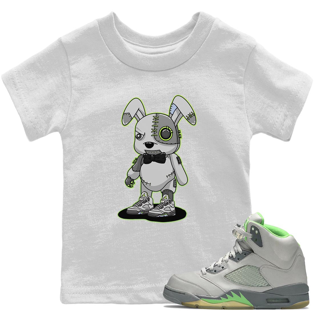 Jordan 5 Green Bean Sneaker Matching T-Shirt Cyborg Bunny Sneaker Tees Jordan 5 Green Bean Sneaker Release Tees Kids Shirts