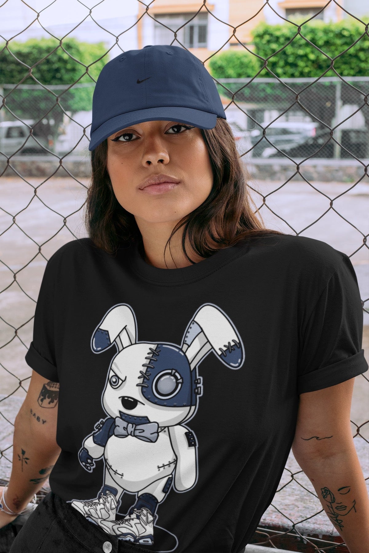Jordan 6 Midnight Navy Sneaker Matching T-Shirt Cyborg Bunny Sneaker Tees Jordan 6 Midnight Navy Sneaker Release Tees Crew Neck Tees