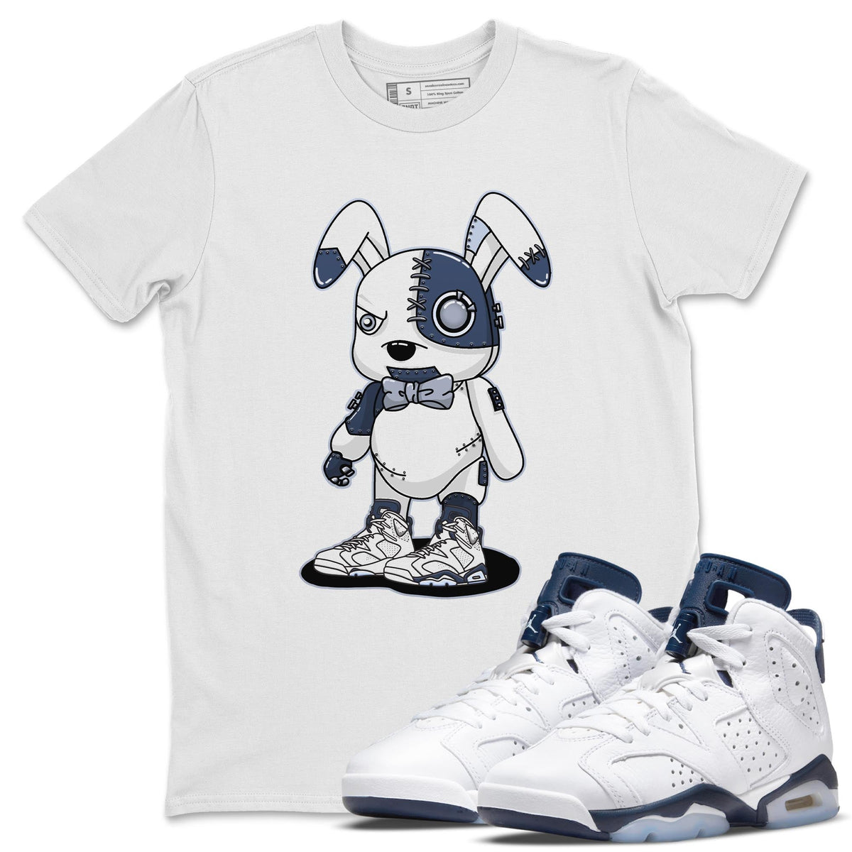 Jordan 6 Midnight Navy Sneaker Matching T-Shirt Cyborg Bunny Sneaker Tees Jordan 6 Midnight Navy Sneaker Release Tees Crew Neck Tees