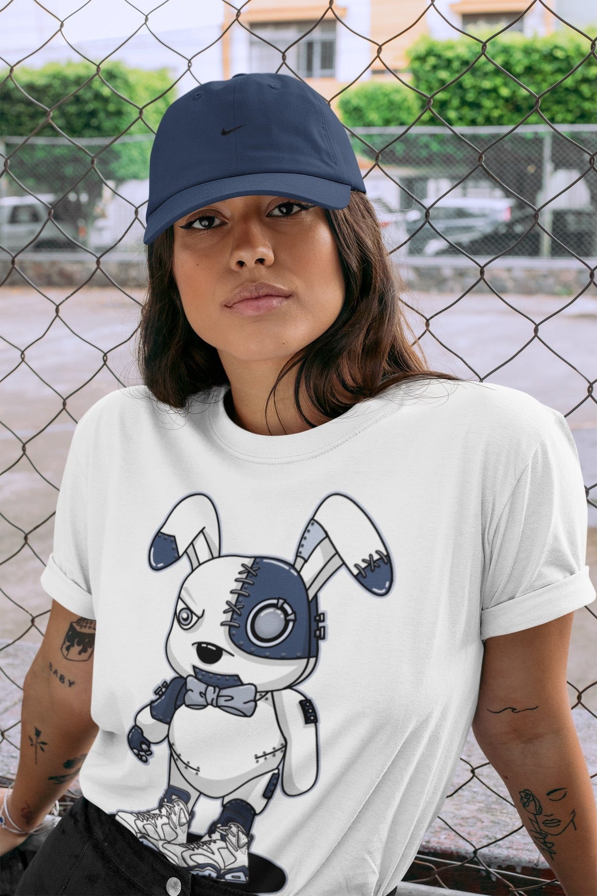 Jordan 6 Midnight Navy Sneaker Matching T-Shirt Cyborg Bunny Sneaker Tees Jordan 6 Midnight Navy Sneaker Release Tees Crew Neck Tees