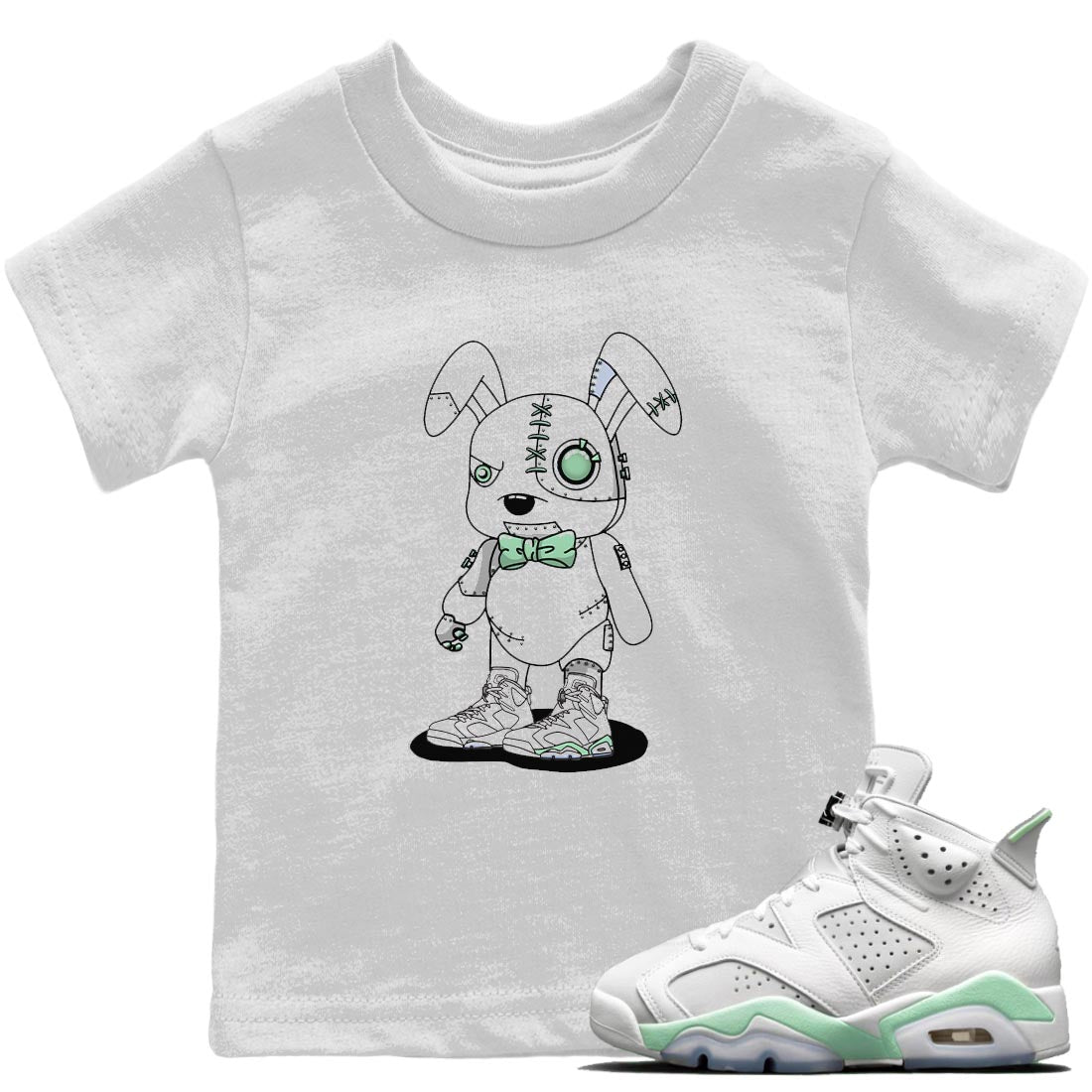 Jordan 6 Mint Foam Sneaker Matching T-Shirt Cyborg Bunny Sneaker Tees Jordan 6 Mint Foam Sneaker Release Tees Kids Shirts