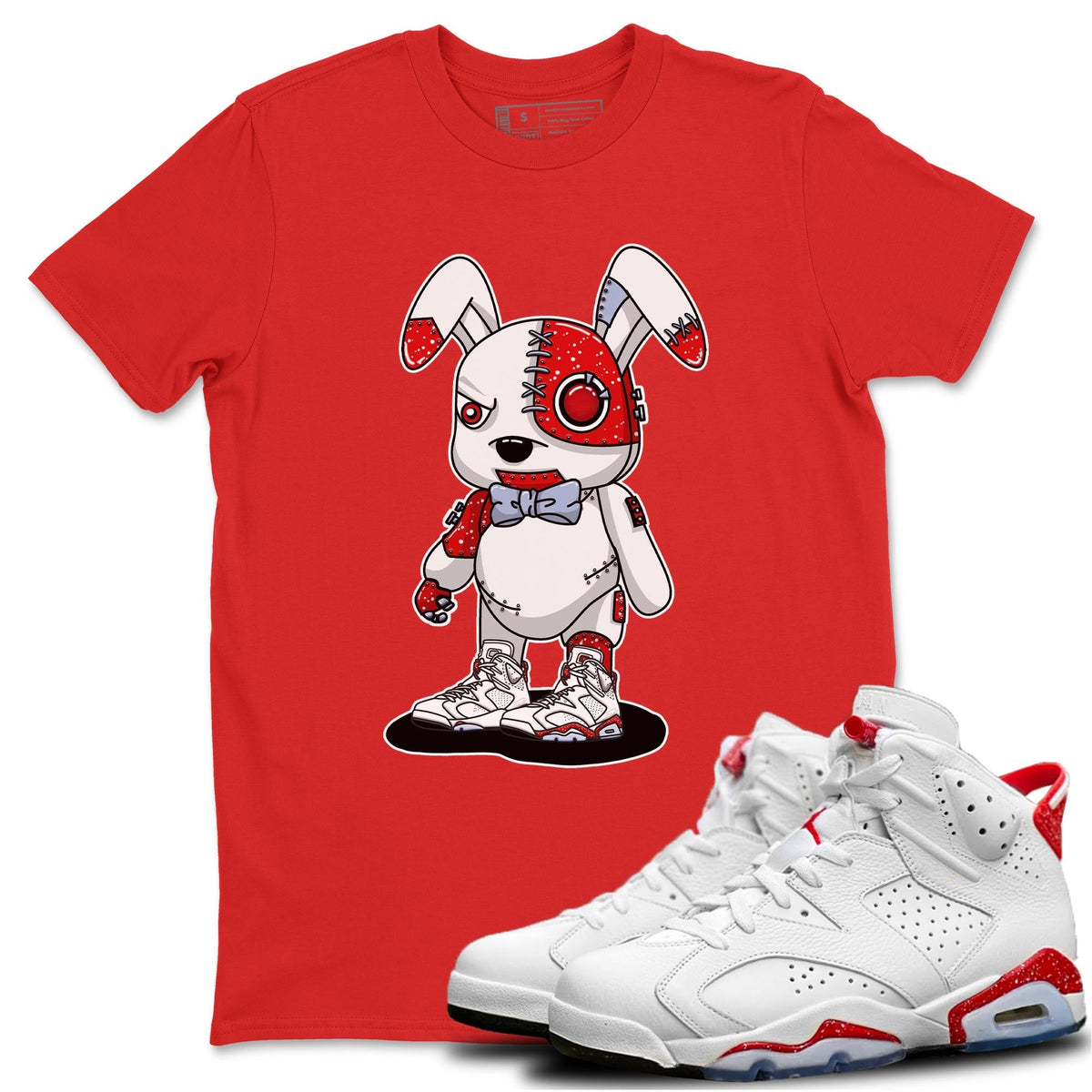 Jordan 6 Red Velvet Cookies Sneaker Matching T-Shirt Cyborg Bunny Sneaker Tees Jordan 6 Red Velvet Cookies Sneaker Release Tees Crew Neck Tees