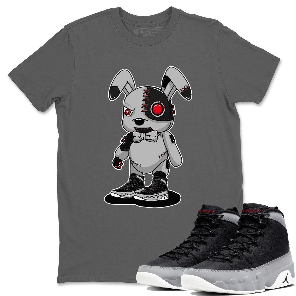 Jordan 9 Particle Grey Shirt To Match Jordans Cyborg Bunny Sneaker Tees Jordan 9 Particle Grey Drip Gear Zone Sneaker Matching Clothing Unisex Shirts