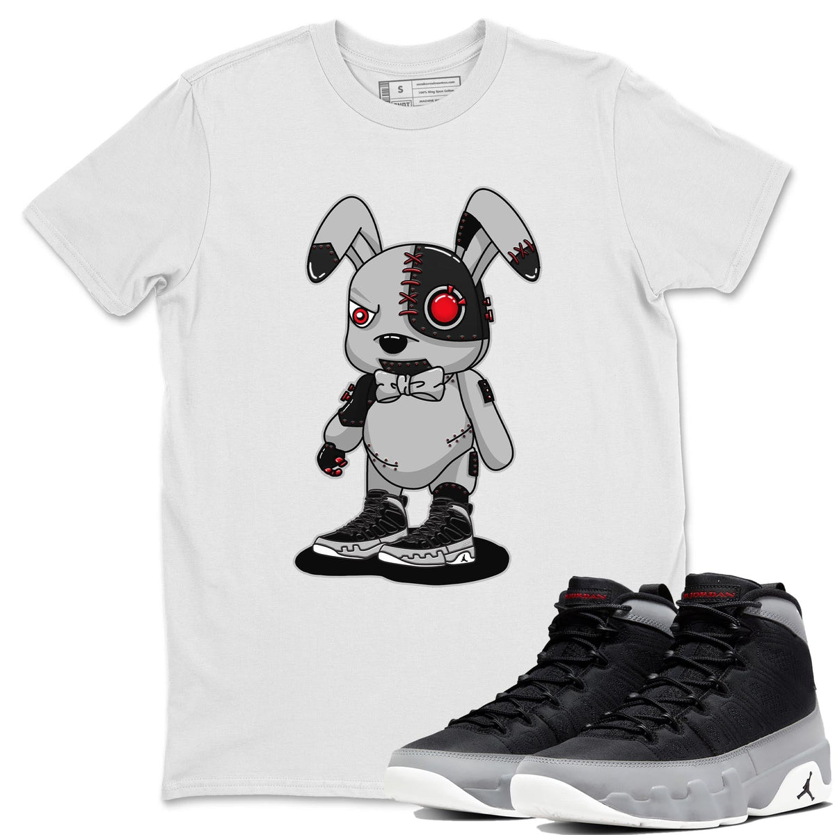 Jordan 9 Particle Grey Shirt To Match Jordans Cyborg Bunny Sneaker Tees Jordan 9 Particle Grey Drip Gear Zone Sneaker Matching Clothing Unisex Shirts