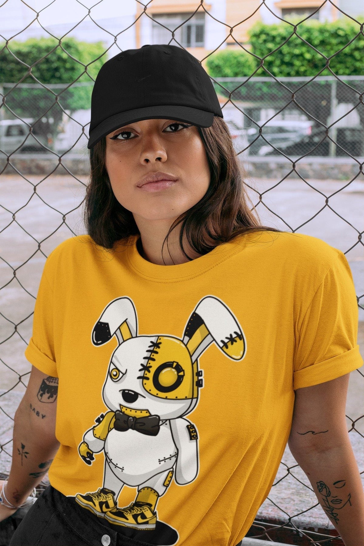 Dunk Championship Goldenrod Sneaker Match Tees Cyborg Bunny Sneaker Tees Dunk Championship Goldenrod Jordan to match sneaker T-Shirt Crew Neck Shirts