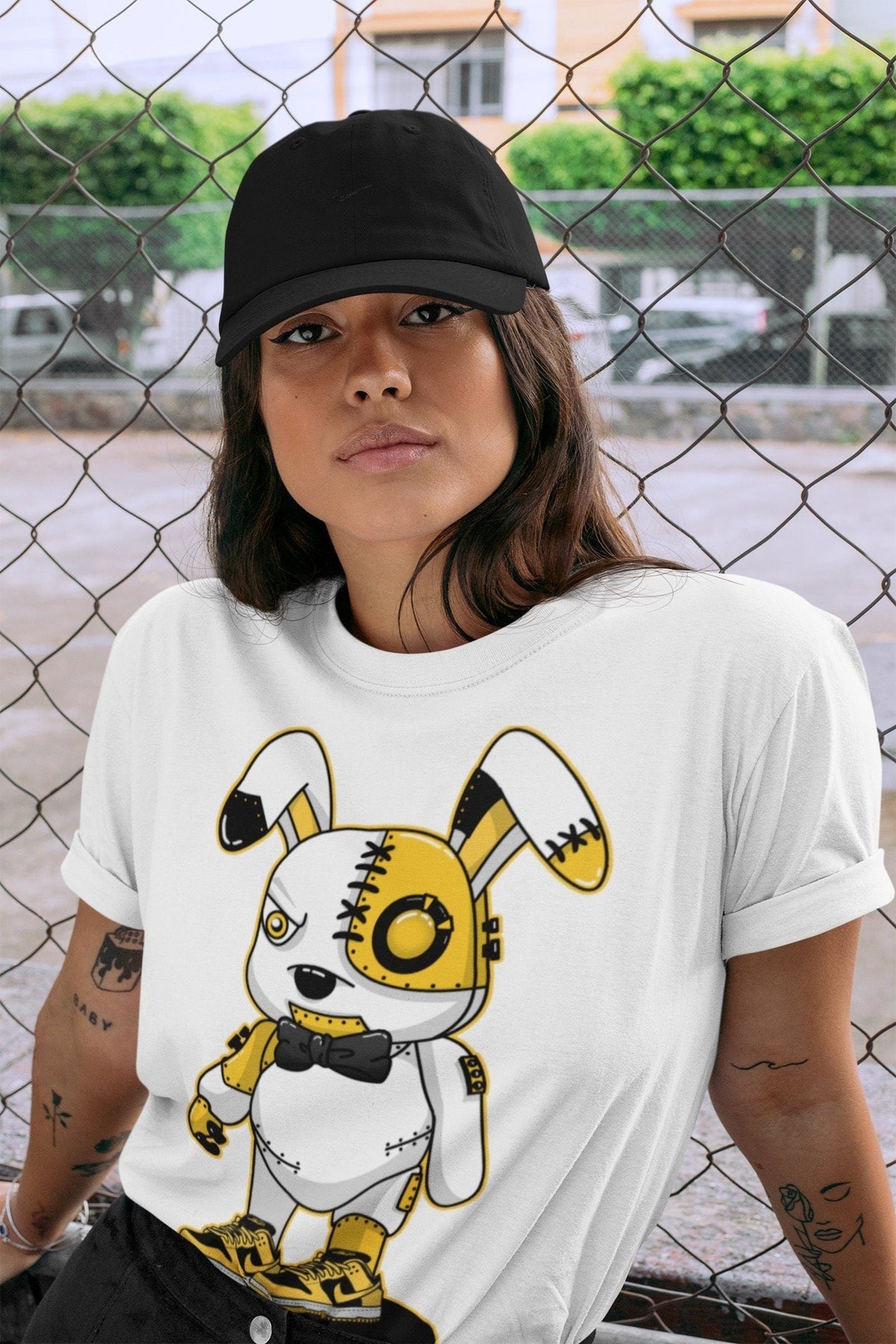 Dunk Championship Goldenrod Sneaker Match Tees Cyborg Bunny Sneaker Tees Dunk Championship Goldenrod Jordan to match sneaker T-Shirt Crew Neck Shirts