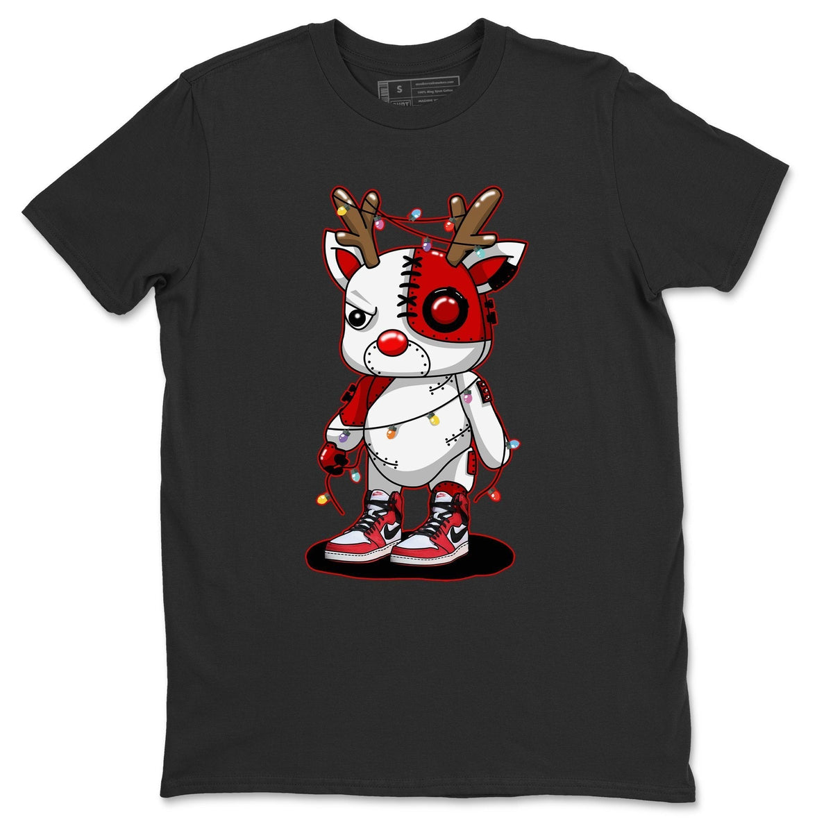 Jordan 1 AJKO Chicago Sneaker Match Tees Cyborg Reindeer Sneaker Tees Jordan 1 AJKO Chicago Jordan to match sneaker T-Shirt Crew Neck Shirts