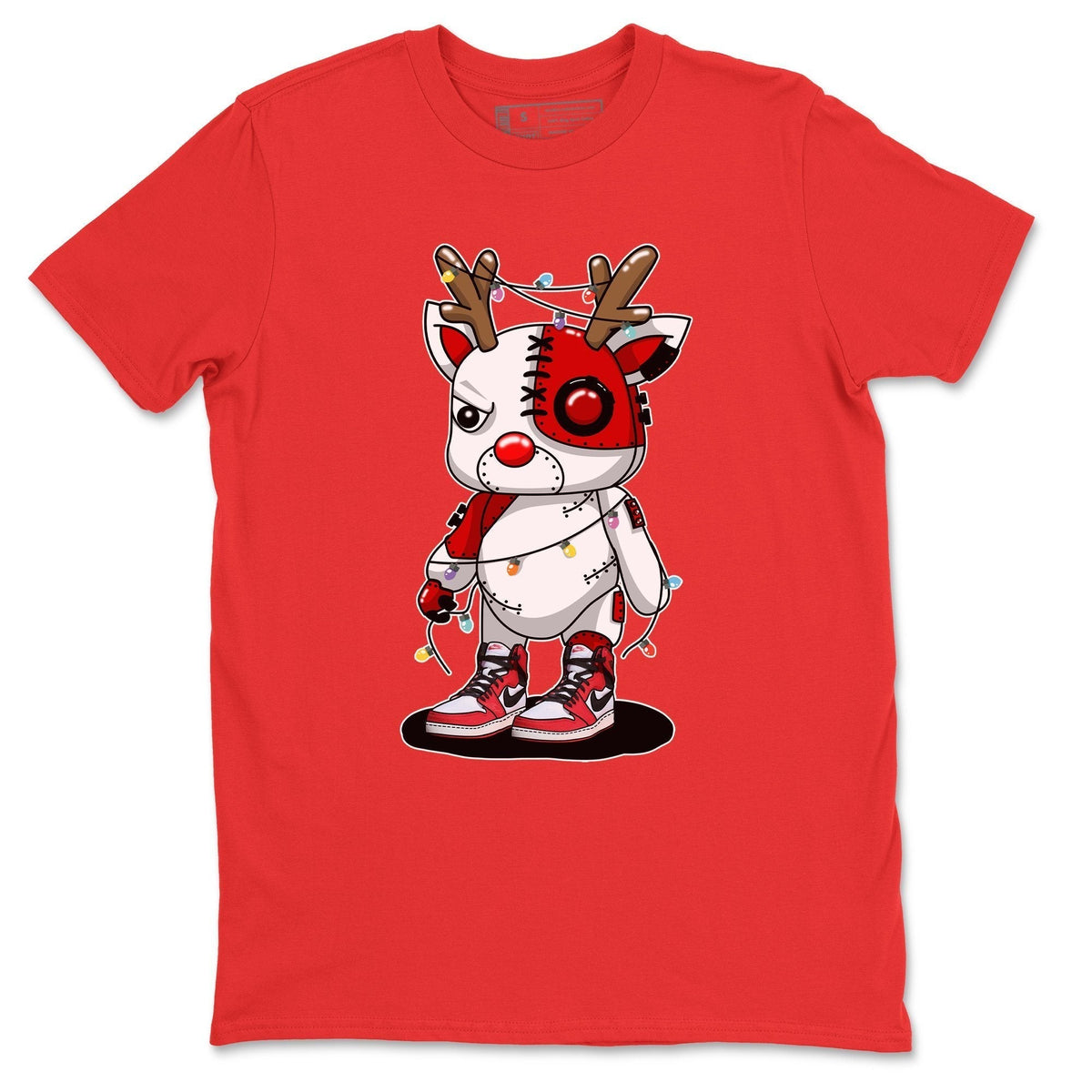 Jordan 1 AJKO Chicago Sneaker Match Tees Cyborg Reindeer Sneaker Tees Jordan 1 AJKO Chicago Jordan to match sneaker T-Shirt Crew Neck Shirts