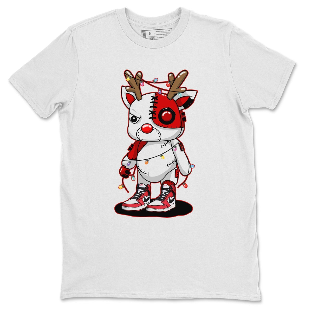 Jordan 1 AJKO Chicago Sneaker Match Tees Cyborg Reindeer Sneaker Tees Jordan 1 AJKO Chicago Jordan to match sneaker T-Shirt Crew Neck Shirts