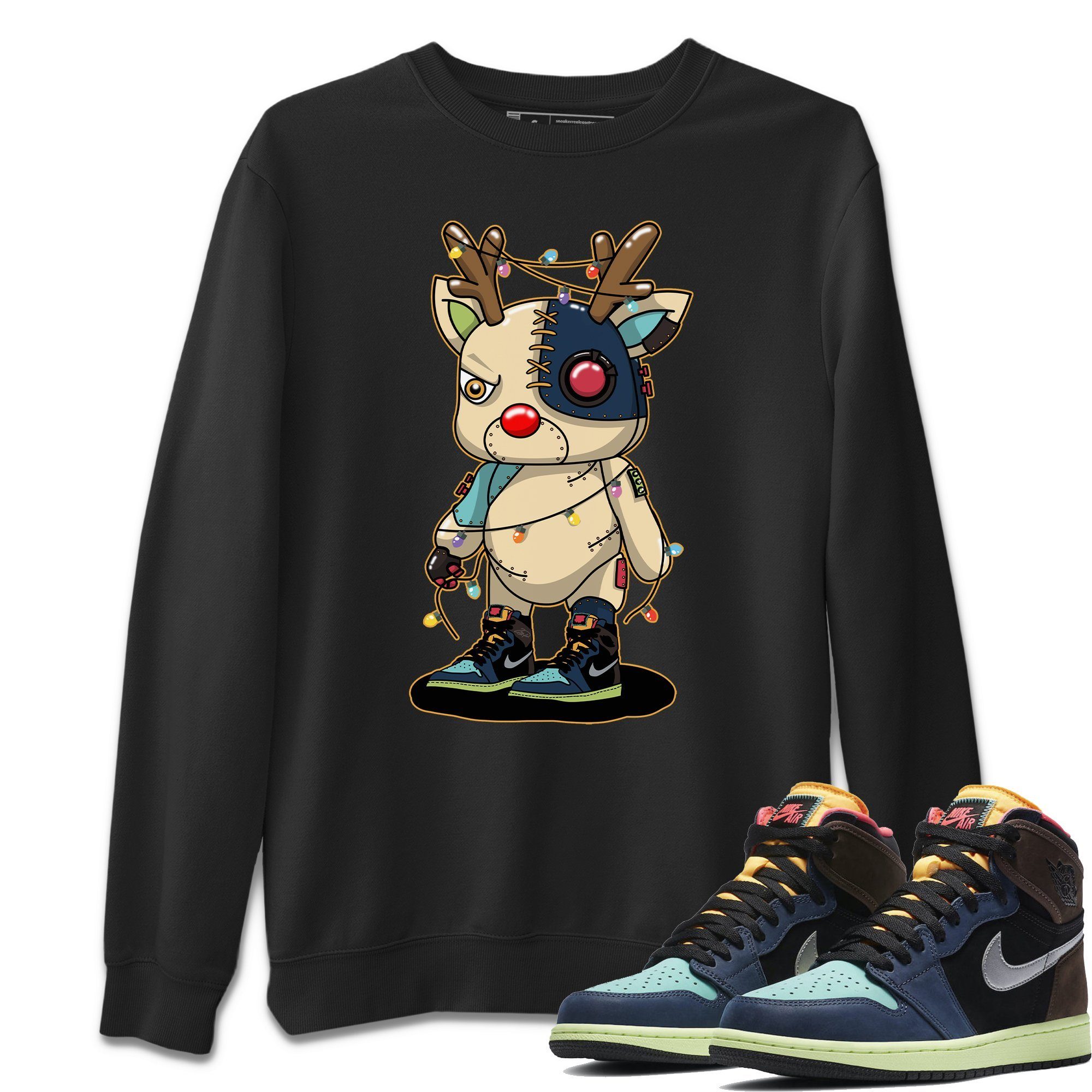 Jordan 1 Bio Hack Sneaker Match Tees Cyborg Reindeer Sneaker Tees Jordan 1 Bio Hack Jordan to match sneaker T-Shirt Crew Neck Shirts