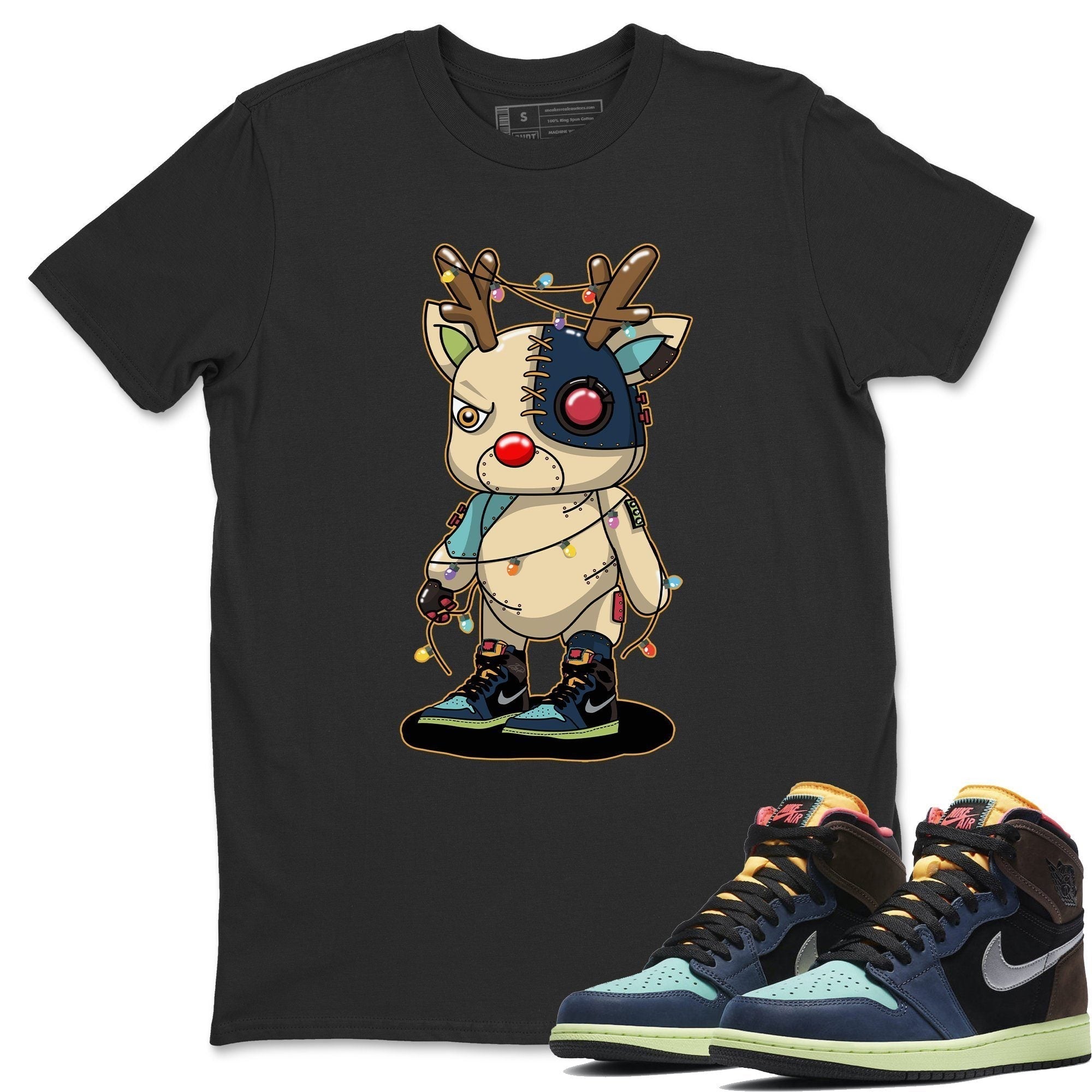 Jordan 1 Bio Hack Sneaker Match Tees Cyborg Reindeer Sneaker Tees Jordan 1 Bio Hack Jordan to match sneaker T-Shirt Crew Neck Shirts