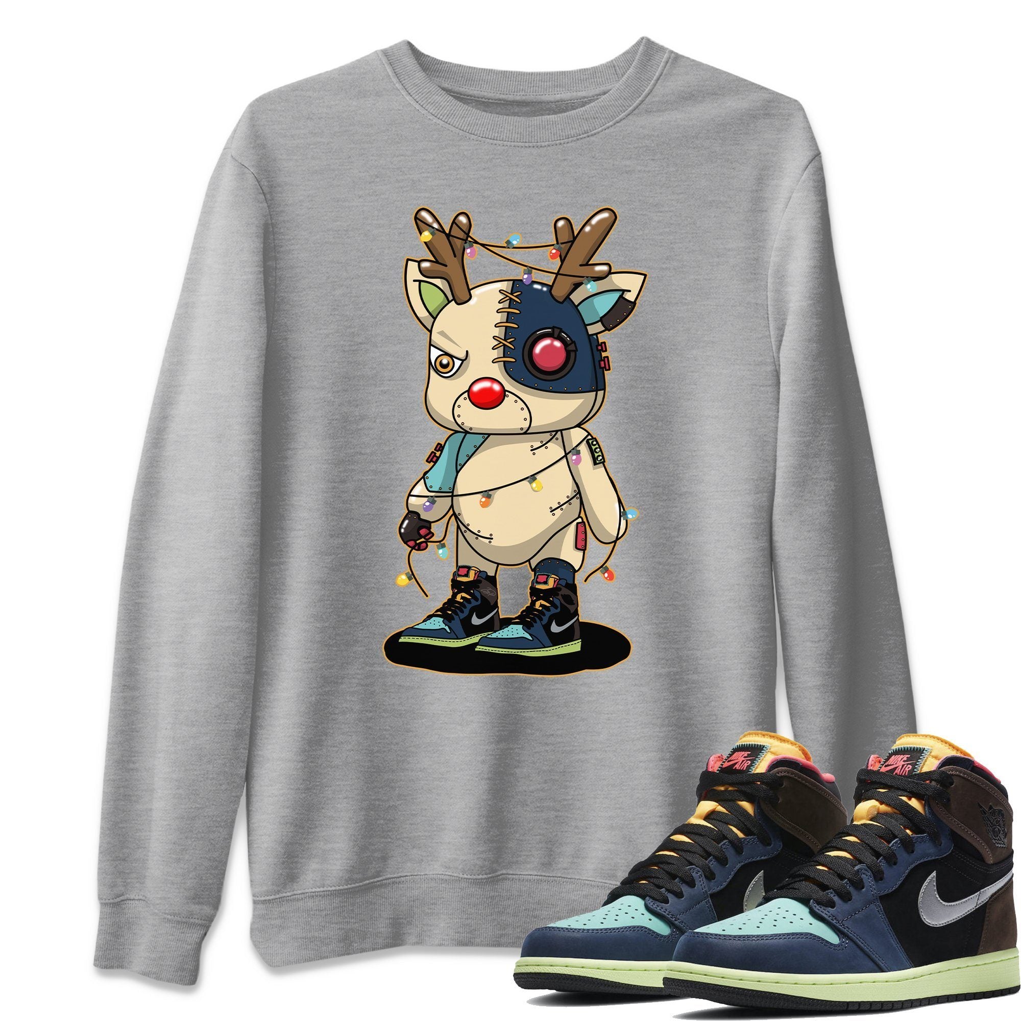 Jordan 1 Bio Hack Sneaker Match Tees Cyborg Reindeer Sneaker Tees Jordan 1 Bio Hack Jordan to match sneaker T-Shirt Crew Neck Shirts