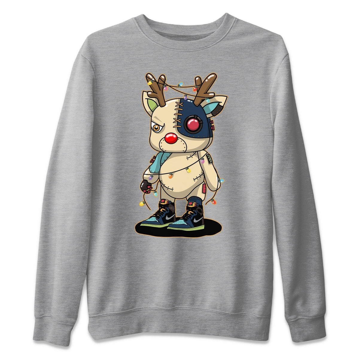 Jordan 1 Bio Hack Sneaker Match Tees Cyborg Reindeer Sneaker Tees Jordan 1 Bio Hack Jordan to match sneaker T-Shirt Crew Neck Shirts