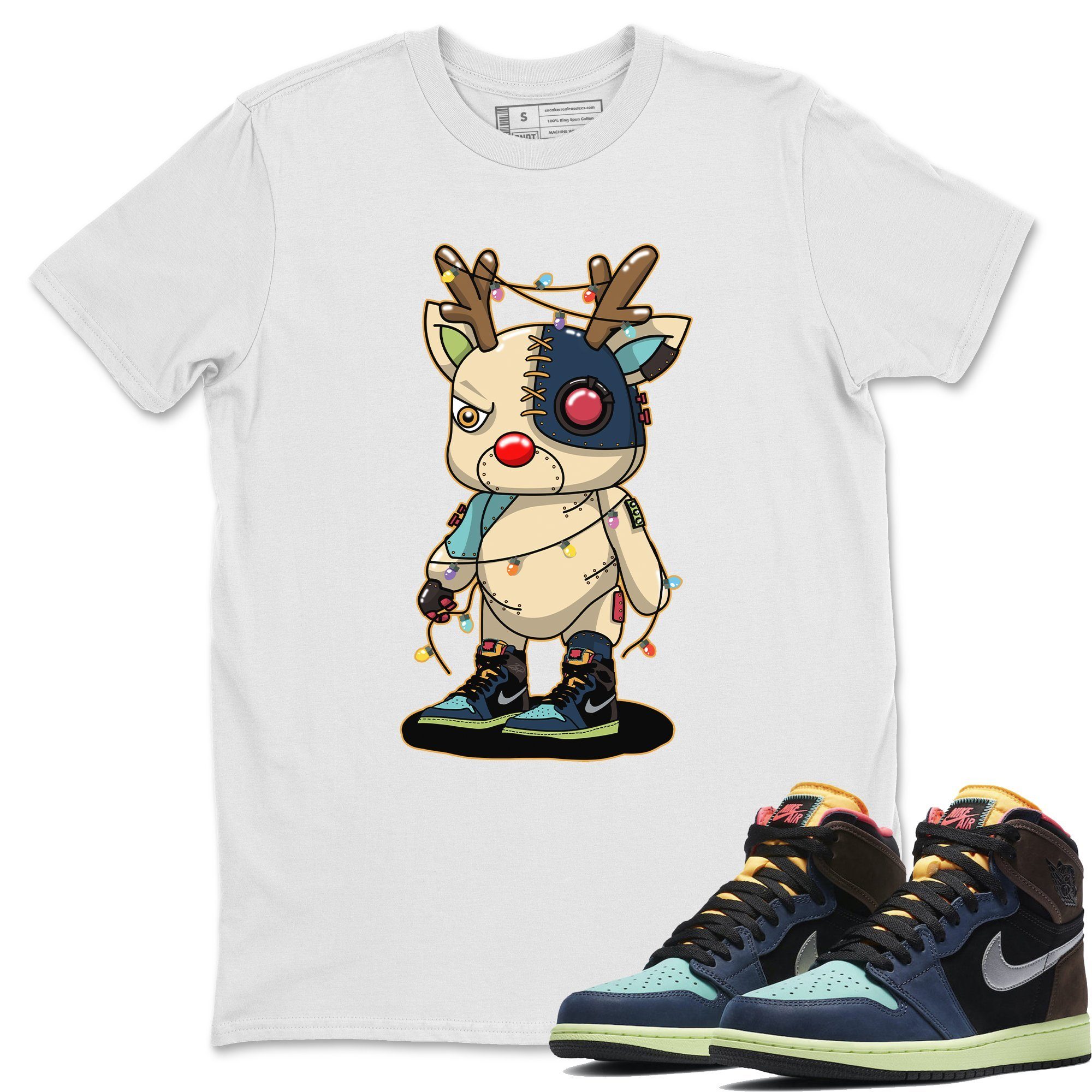 Jordan 1 Bio Hack Sneaker Match Tees Cyborg Reindeer Sneaker Tees Jordan 1 Bio Hack Jordan to match sneaker T-Shirt Crew Neck Shirts