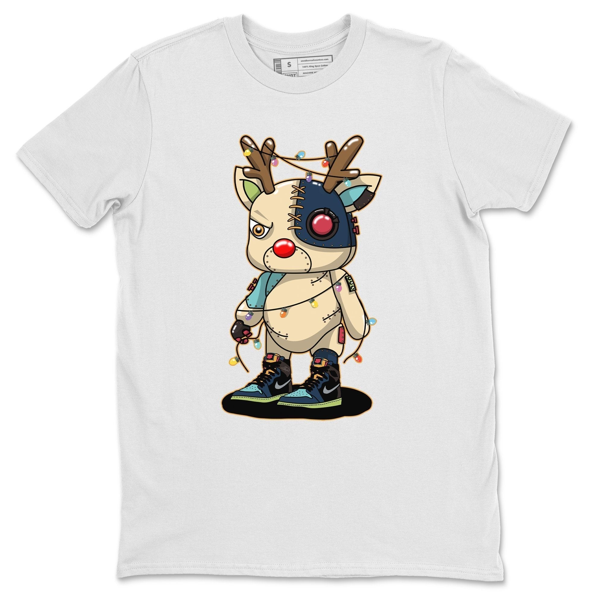 Jordan 1 Bio Hack Sneaker Match Tees Cyborg Reindeer Sneaker Tees Jordan 1 Bio Hack Jordan to match sneaker T-Shirt Crew Neck Shirts