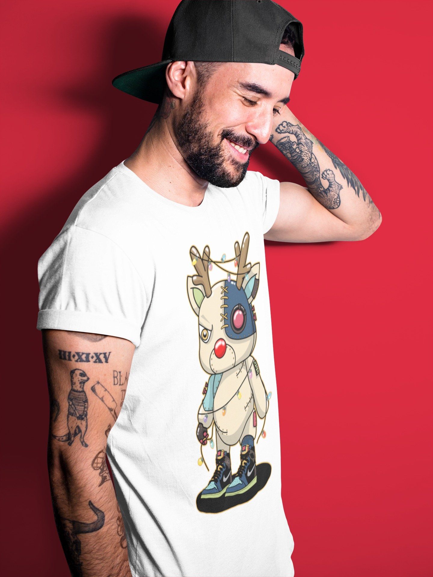 Jordan 1 Bio Hack Sneaker Match Tees Cyborg Reindeer Sneaker Tees Jordan 1 Bio Hack Jordan to match sneaker T-Shirt Crew Neck Shirts