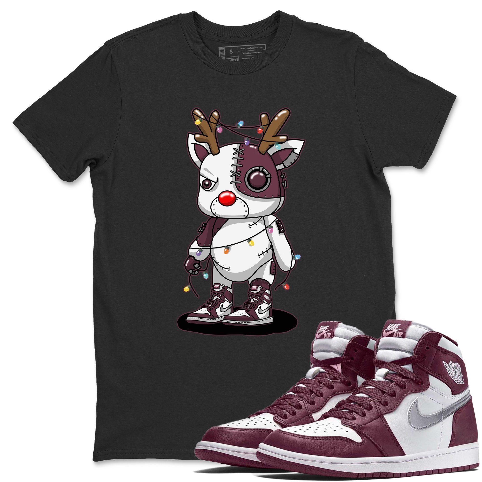 Jordan 1 Bordeaux Sneaker Matching T-Shirt Cyborg Reindeer Sneaker Tees Jordan 1 Bordeaux Sneaker Release Tees Crew Neck Tees
