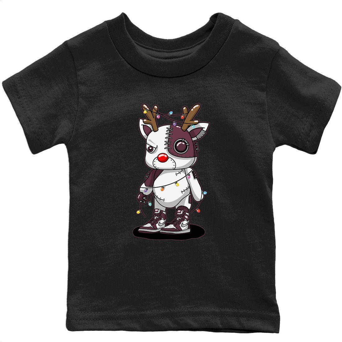 Jordan 1 Bordeaux Sneaker Matching T-Shirt Cyborg Reindeer Sneaker Tees Jordan 1 Bordeaux Sneaker Release Tees Kids Shirts