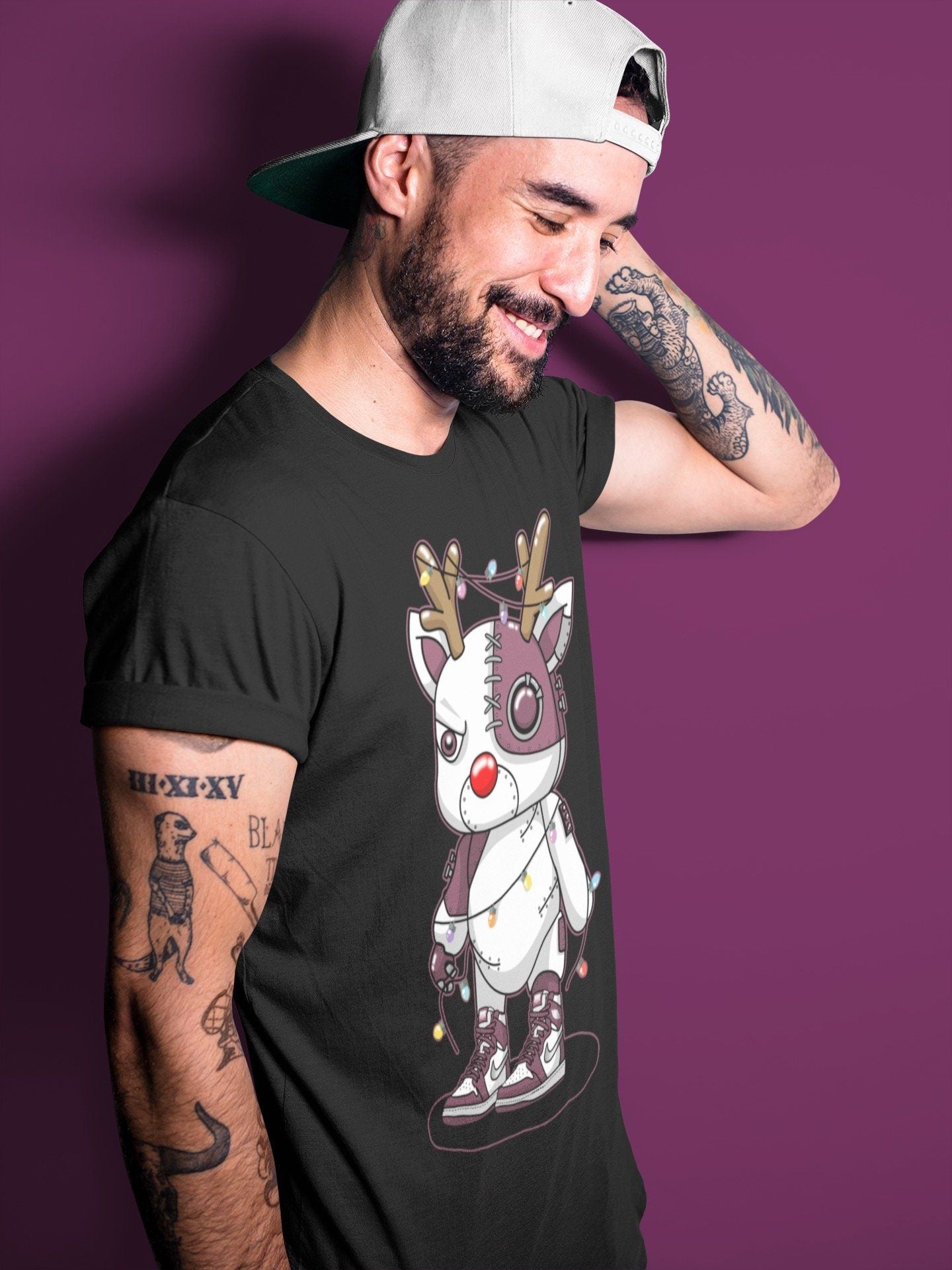 Jordan 1 Bordeaux Sneaker Matching T-Shirt Cyborg Reindeer Sneaker Tees Jordan 1 Bordeaux Sneaker Release Tees Crew Neck Tees