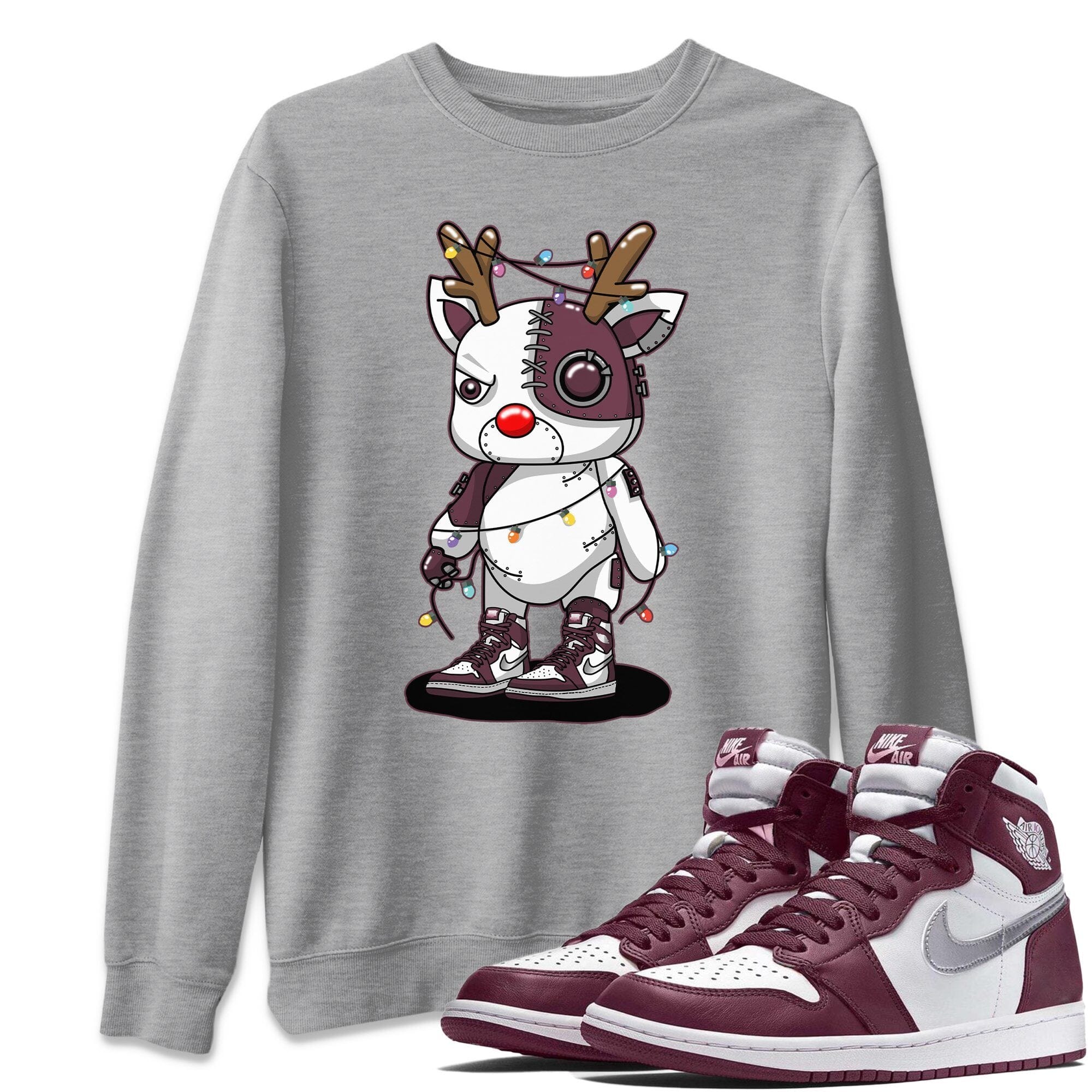 Jordan 1 Bordeaux Sneaker Matching T-Shirt Cyborg Reindeer Sneaker Tees Jordan 1 Bordeaux Sneaker Release Tees Crew Neck Tees
