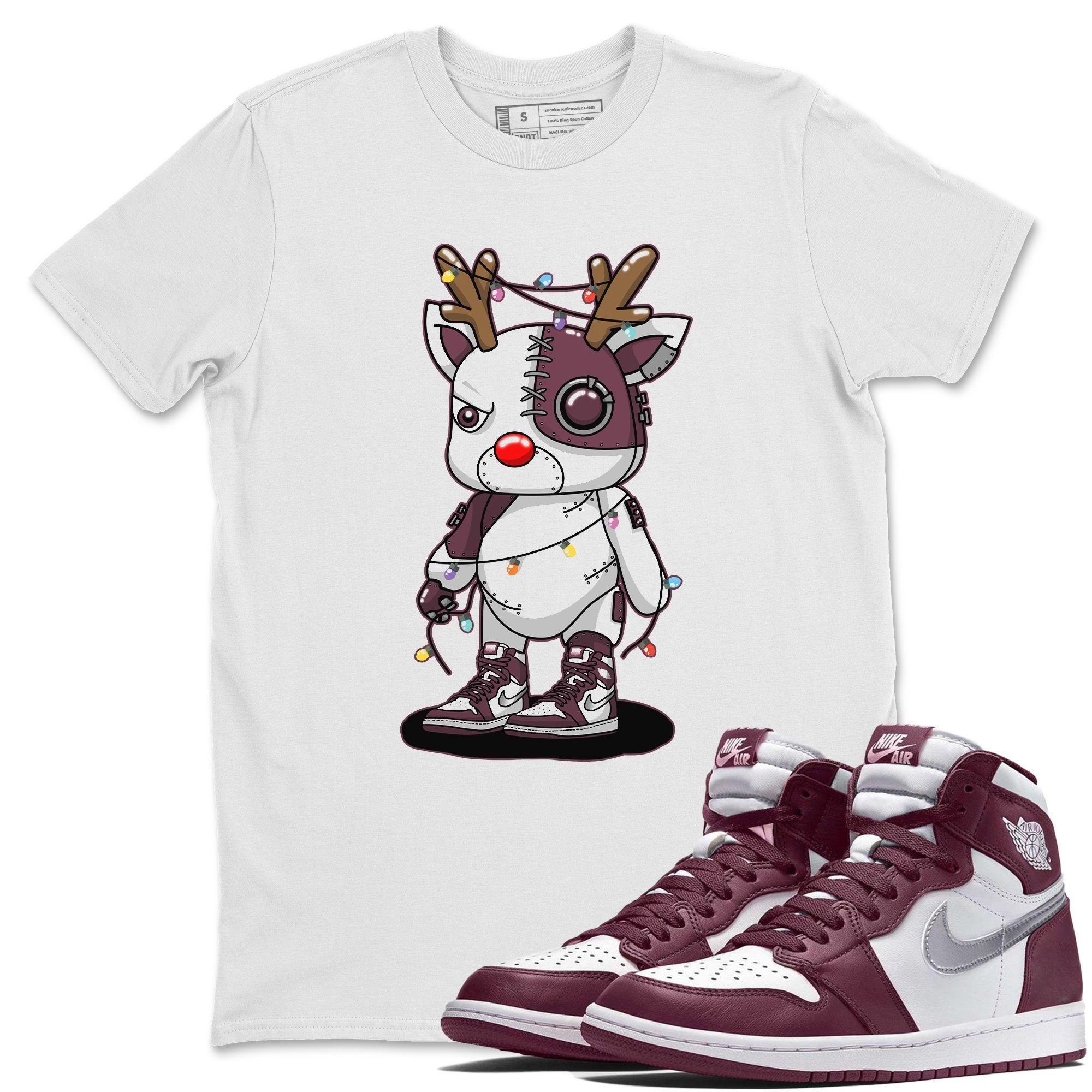 Jordan 1 Bordeaux Sneaker Matching T-Shirt Cyborg Reindeer Sneaker Tees Jordan 1 Bordeaux Sneaker Release Tees Crew Neck Tees