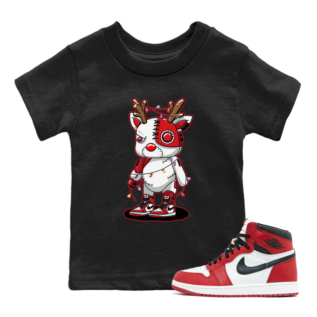 Jordan 1 Lost & Found Sneaker Matching T-Shirt Cyborg Reindeer Sneaker Tees Jordan 1 Lost & Found Sneaker Release Tees Kids Shirts