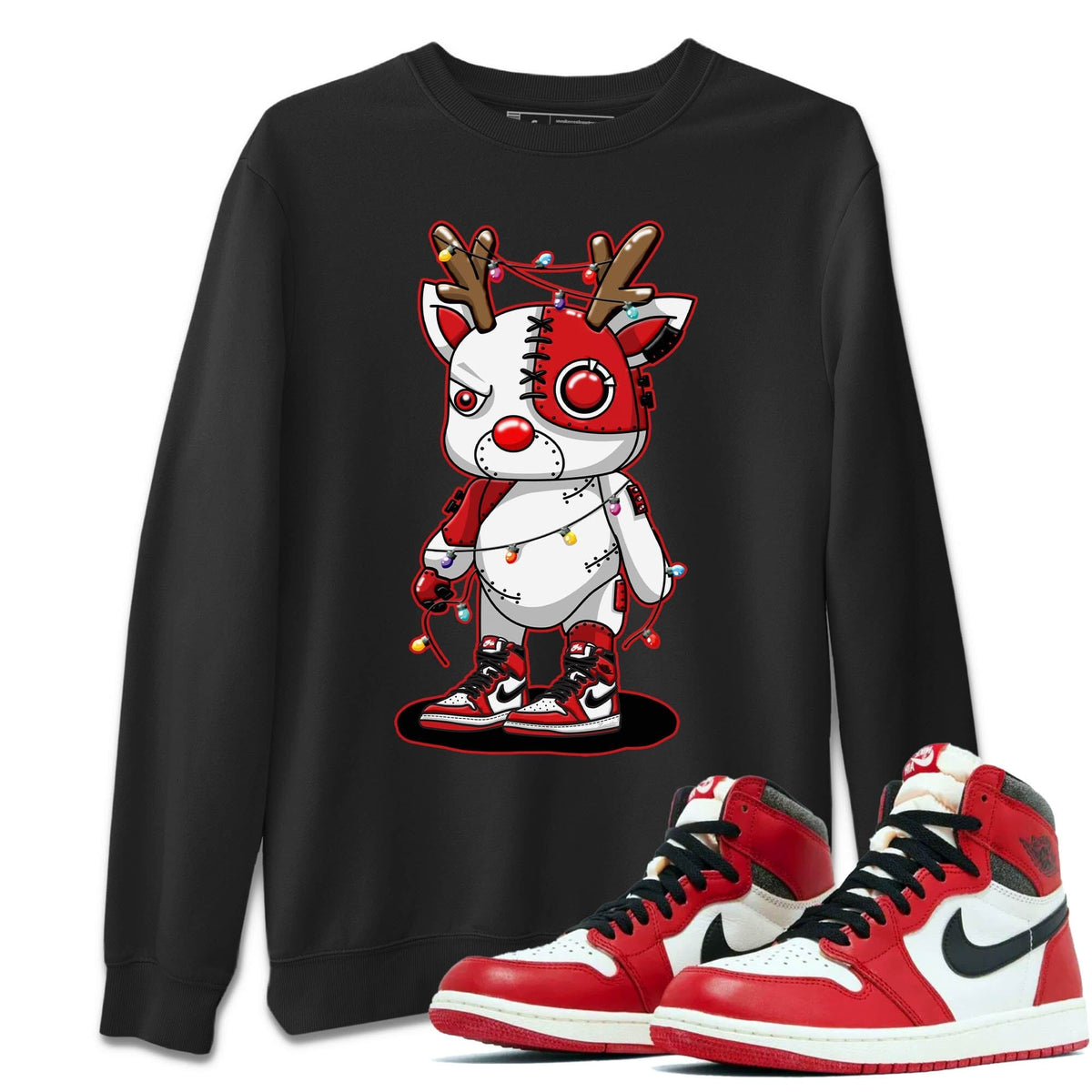 Jordan 1 Lost & Found Sneaker Matching T-Shirt Cyborg Reindeer Sneaker Tees Jordan 1 Lost & Found Sneaker Release Tees Crew Neck Tees