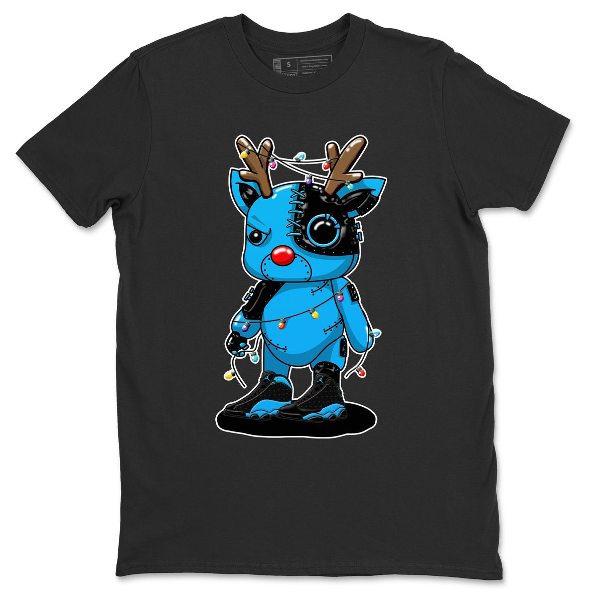Jordan 13 UNC Sneaker Matching T-Shirt Cyborg Reindeer Sneaker Tees Jordan 13 UNC Sneaker Release Tees Crew Neck Tees