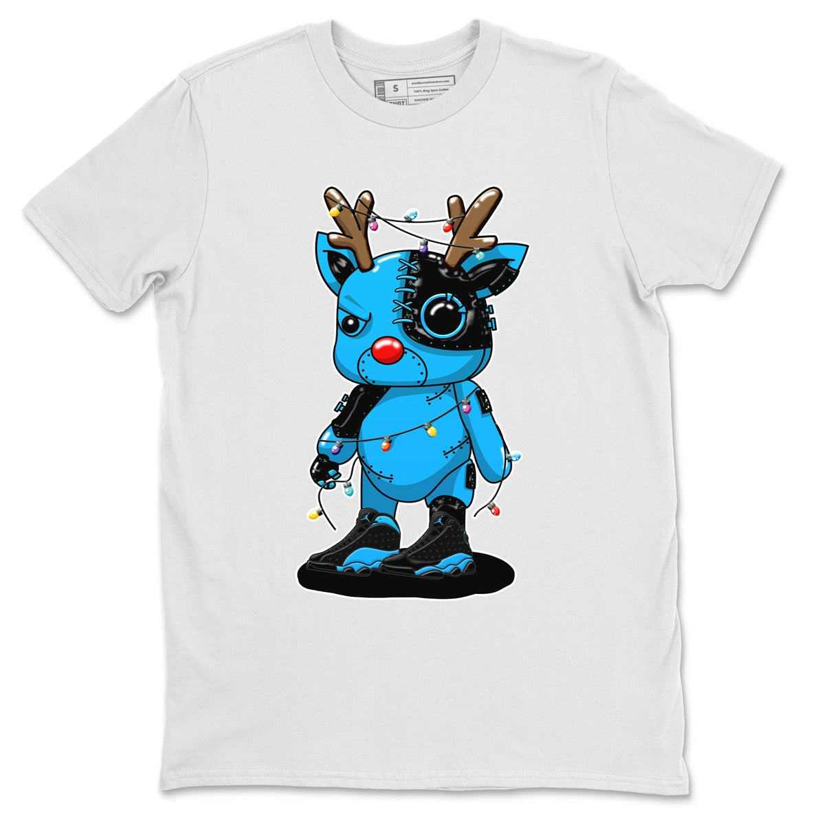 Jordan 13 UNC Sneaker Matching T-Shirt Cyborg Reindeer Sneaker Tees Jordan 13 UNC Sneaker Release Tees Crew Neck Tees