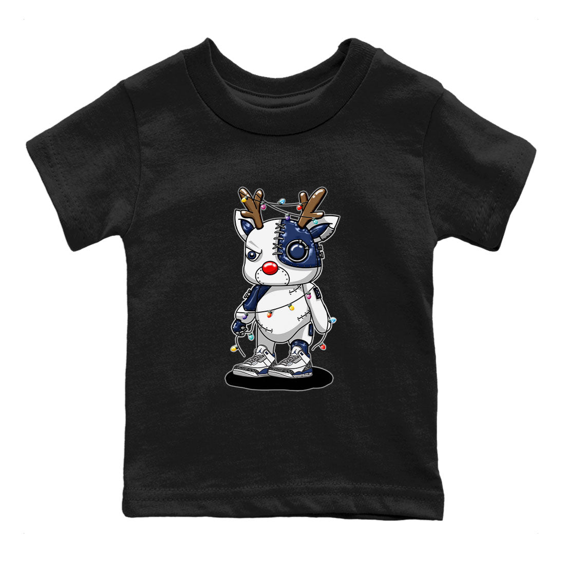 Air Jordan 3 Retro Midnight Navy shirt to match jordans Cyborg Reindeer sneaker shirt 3s Midnight Navy Drip Gear Zone baby toddler Black 2 cotton Shirt
