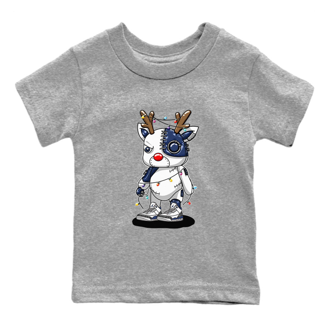 Air Jordan 3 Retro Midnight Navy shirt to match jordans Cyborg Reindeer sneaker shirt 3s Midnight Navy Drip Gear Zone baby toddler Heather Grey 2 cotton Shirt