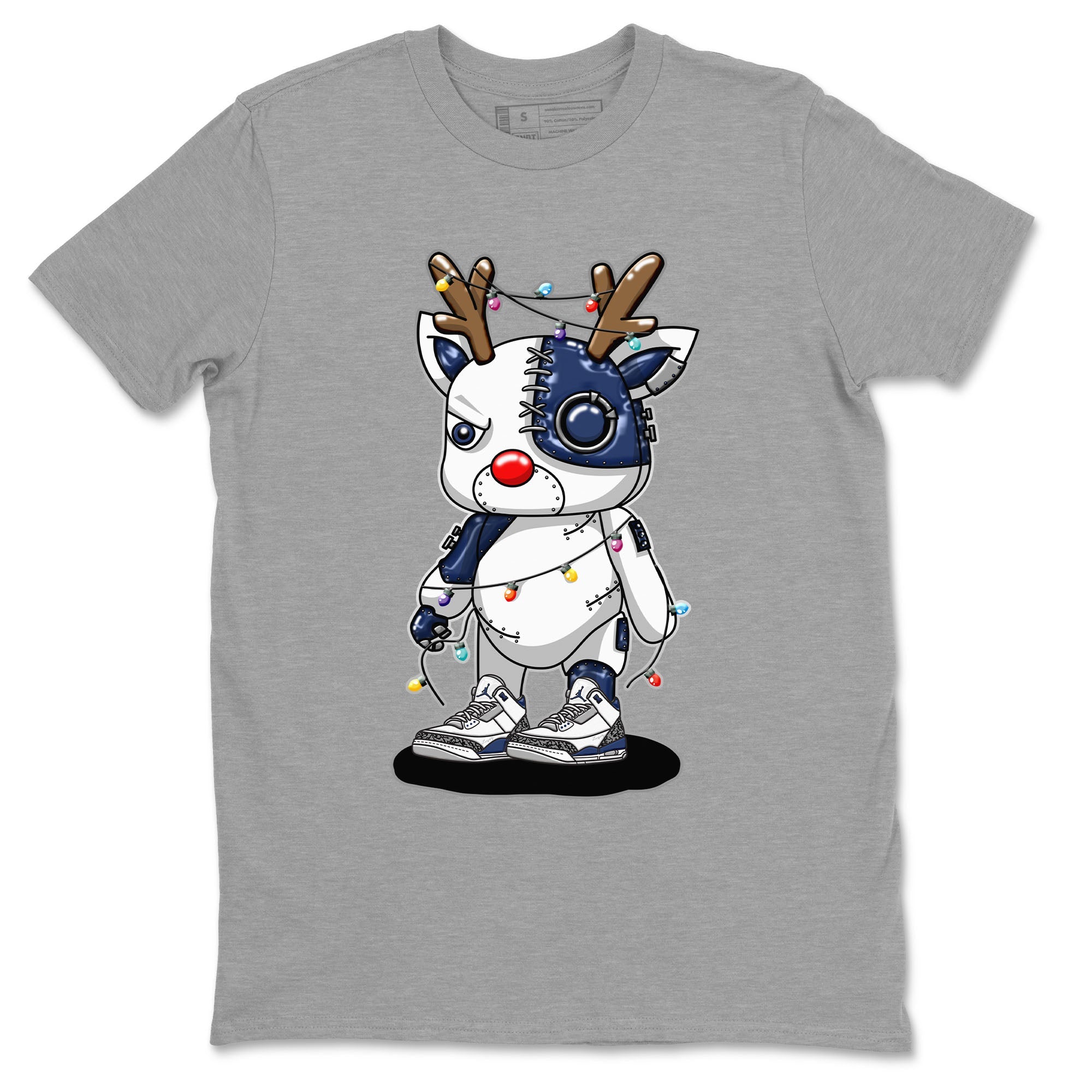 Air Jordan 3 Retro Midnight Navy shirt to match jordans Cyborg Reindeer sneaker shirt 3s Midnight Navy Drip Gear Zone unisex crew neck cotton Heather Grey 2 crew neck shirt