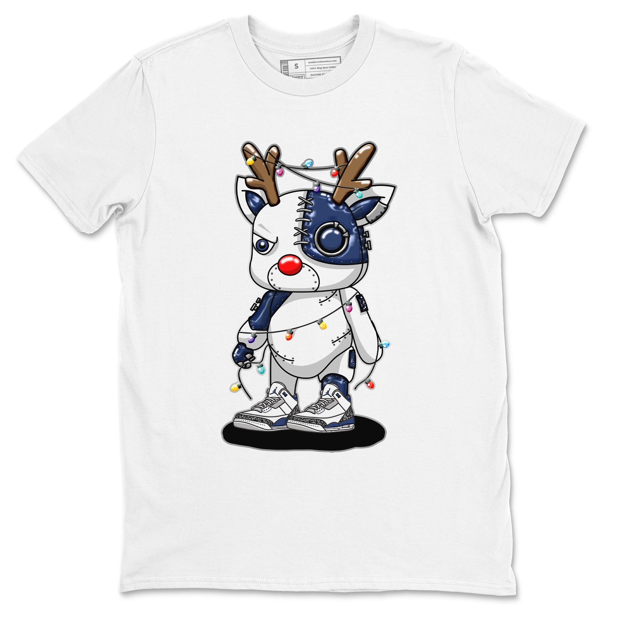 Air Jordan 3 Retro Midnight Navy shirt to match jordans Cyborg Reindeer sneaker shirt 3s Midnight Navy Drip Gear Zone unisex crew neck cotton White 2 crew neck shirt