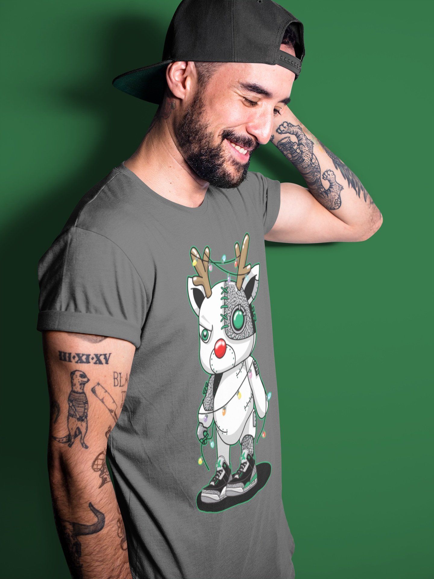 Jordan 3 Pine Green Shirt To Match Jordans Cyborg Reindeer Sneaker Tees Jordan 3 Pine Green Drip Gear Zone Sneaker Matching Clothing Unisex Shirts