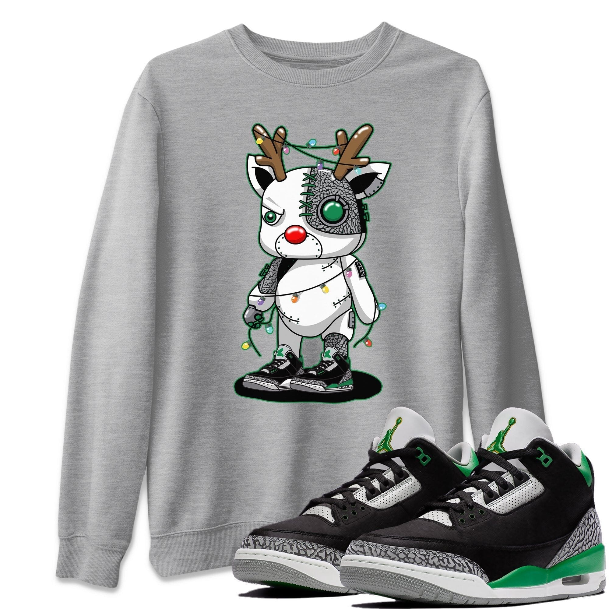 Jordan 3 Pine Green Shirt To Match Jordans Cyborg Reindeer Sneaker Tees Jordan 3 Pine Green Drip Gear Zone Sneaker Matching Clothing Unisex Shirts