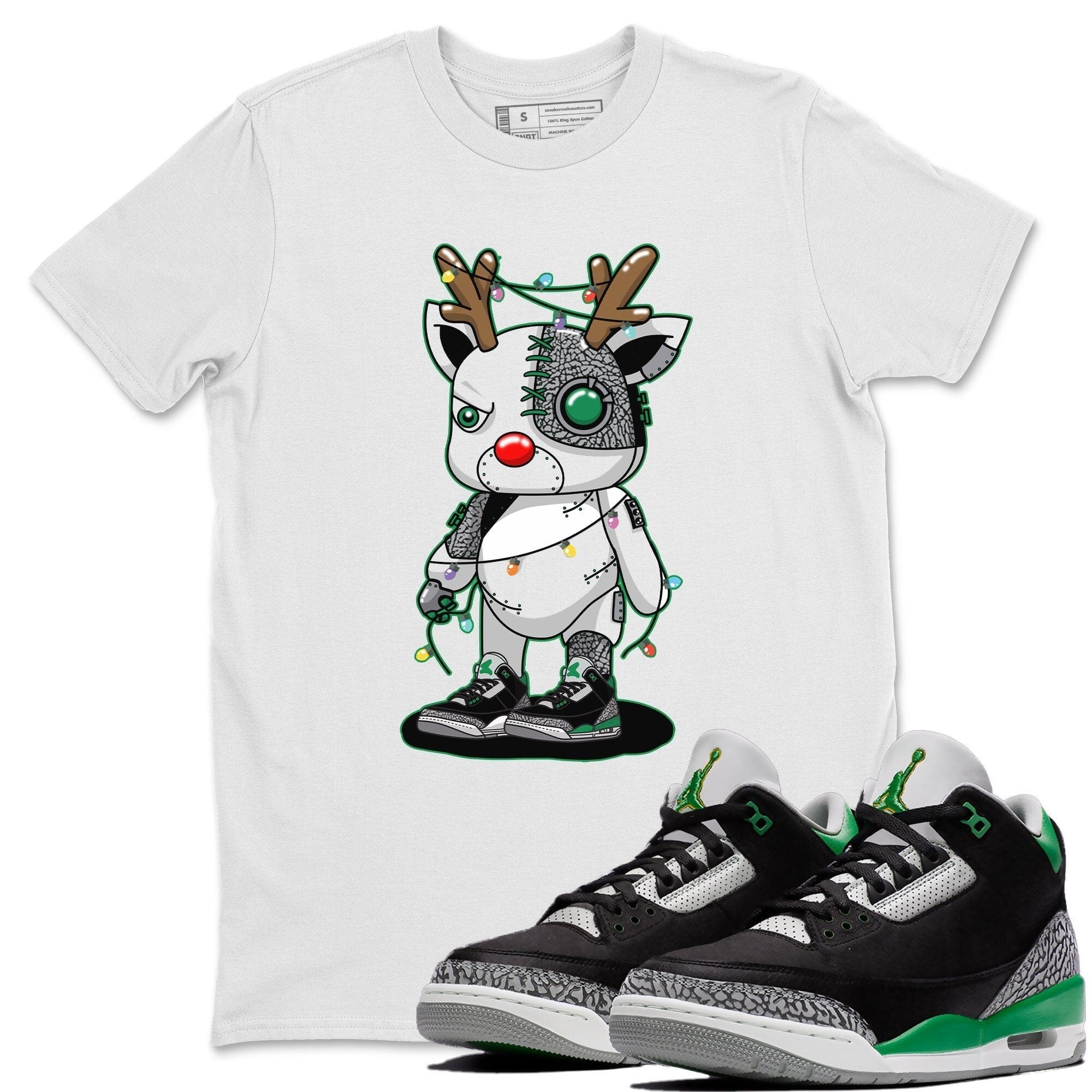 Jordan 3 Pine Green Shirt To Match Jordans Cyborg Reindeer Sneaker Tees Jordan 3 Pine Green Drip Gear Zone Sneaker Matching Clothing Unisex Shirts